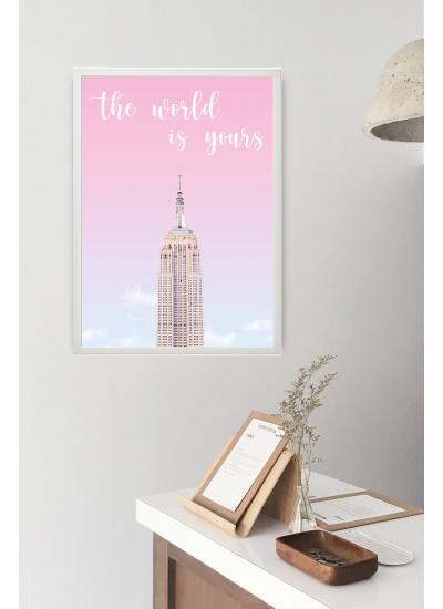 Dekoratif Tablo Empire State The World is Yours Çerçeveli 50x70