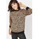 Kadın Siyah Leopar Desenli Sweatshirt